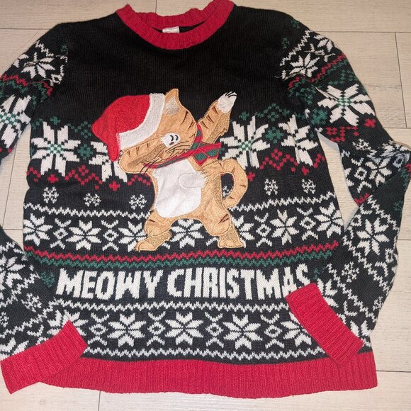 Womens Cat - Meowy Ugly Christmas Sweater Size XL - Picture 5 of 5